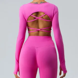 056 SEXY BACK LONG SLEEVES YOGA SHIRT