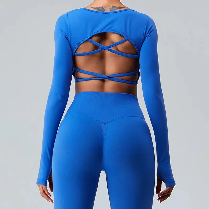 056 SEXY BACK LONG SLEEVES YOGA SHIRT