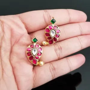 1 of 2 Reserved For Nagini Mandapati Hard Gold Finish Kundan Mango Earrings