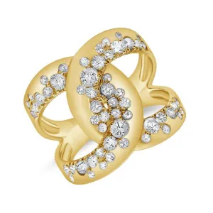 14k Yellow Gold 1.29Ct Diamond Fashion Ring with 55 Diamonds