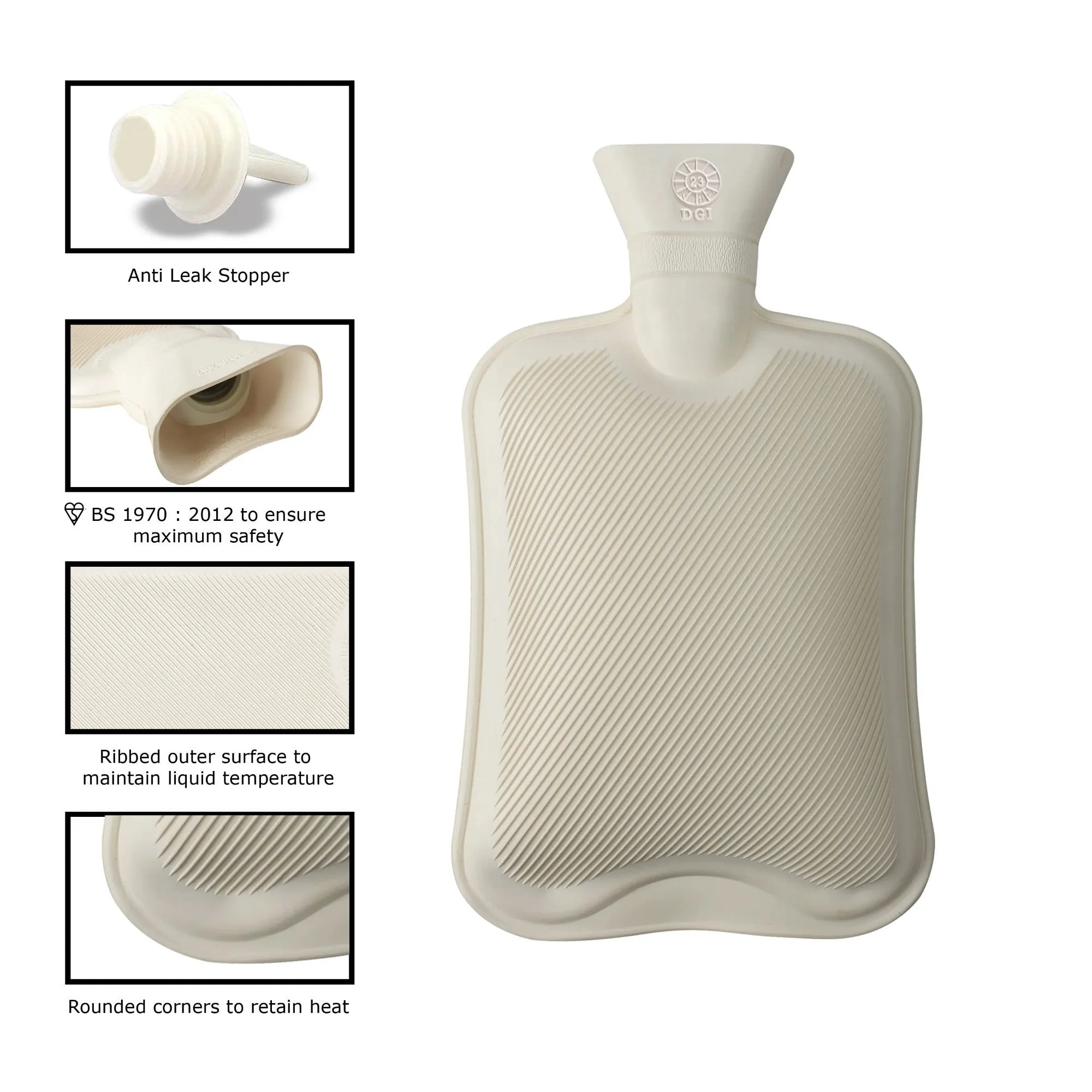 2 Litre Hot Water Bottle with Faux Rabbit Fur Cover | Warm, Soft and Fluffy - Choice of Colour