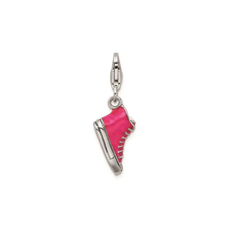 3-D Enameled High Top Shoe Charm (Silver)