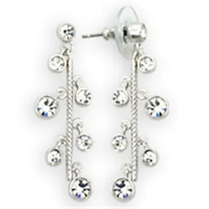 36409 High-Polished 925 Sterling Silver Earrings with Top Grade Crystal in Clear