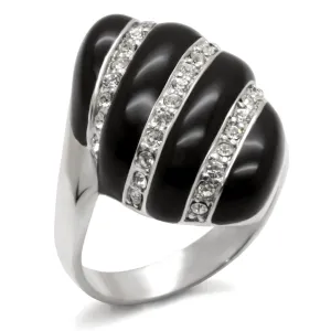40314 High-Polished 925 Sterling Silver Ring with Top Grade Crystal in Clear