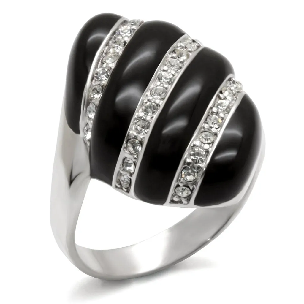 40314 High-Polished 925 Sterling Silver Ring with Top Grade Crystal in Clear