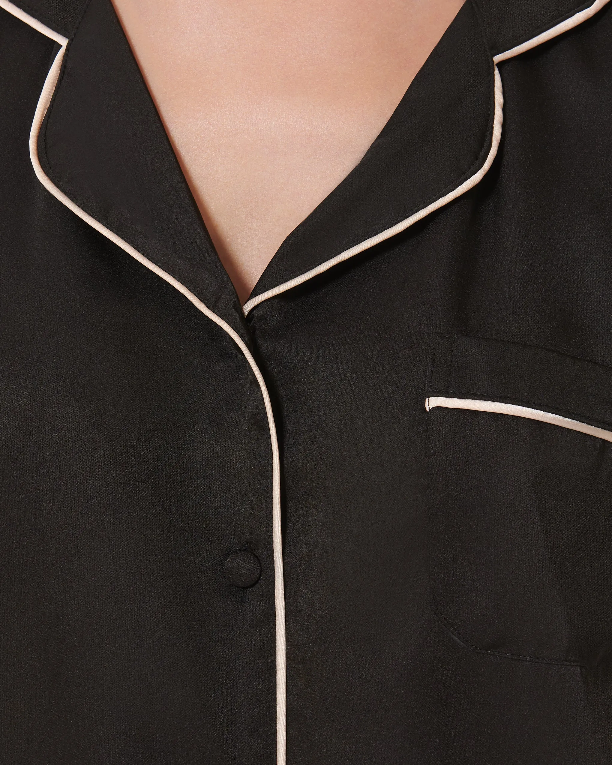 Abigail Shirt and Short Set Black/Pale pink