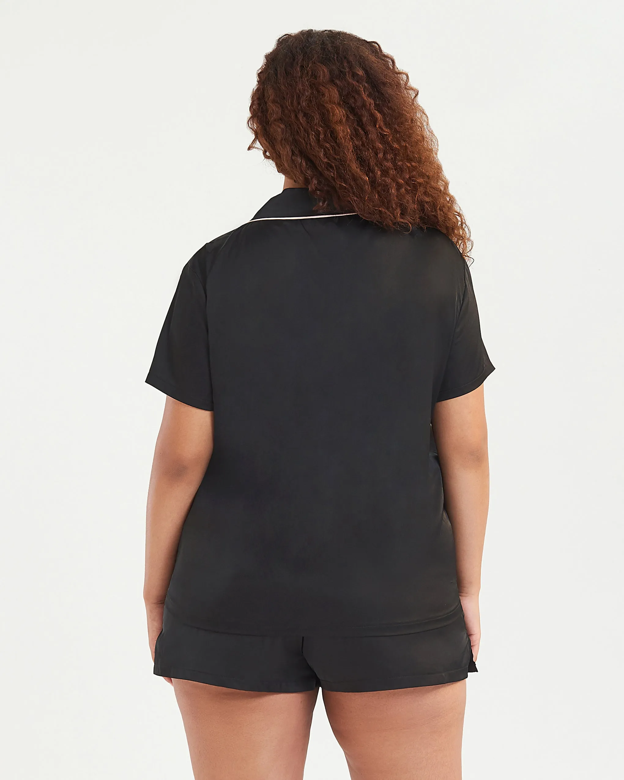 Abigail Shirt and Short Set Black/Pale pink
