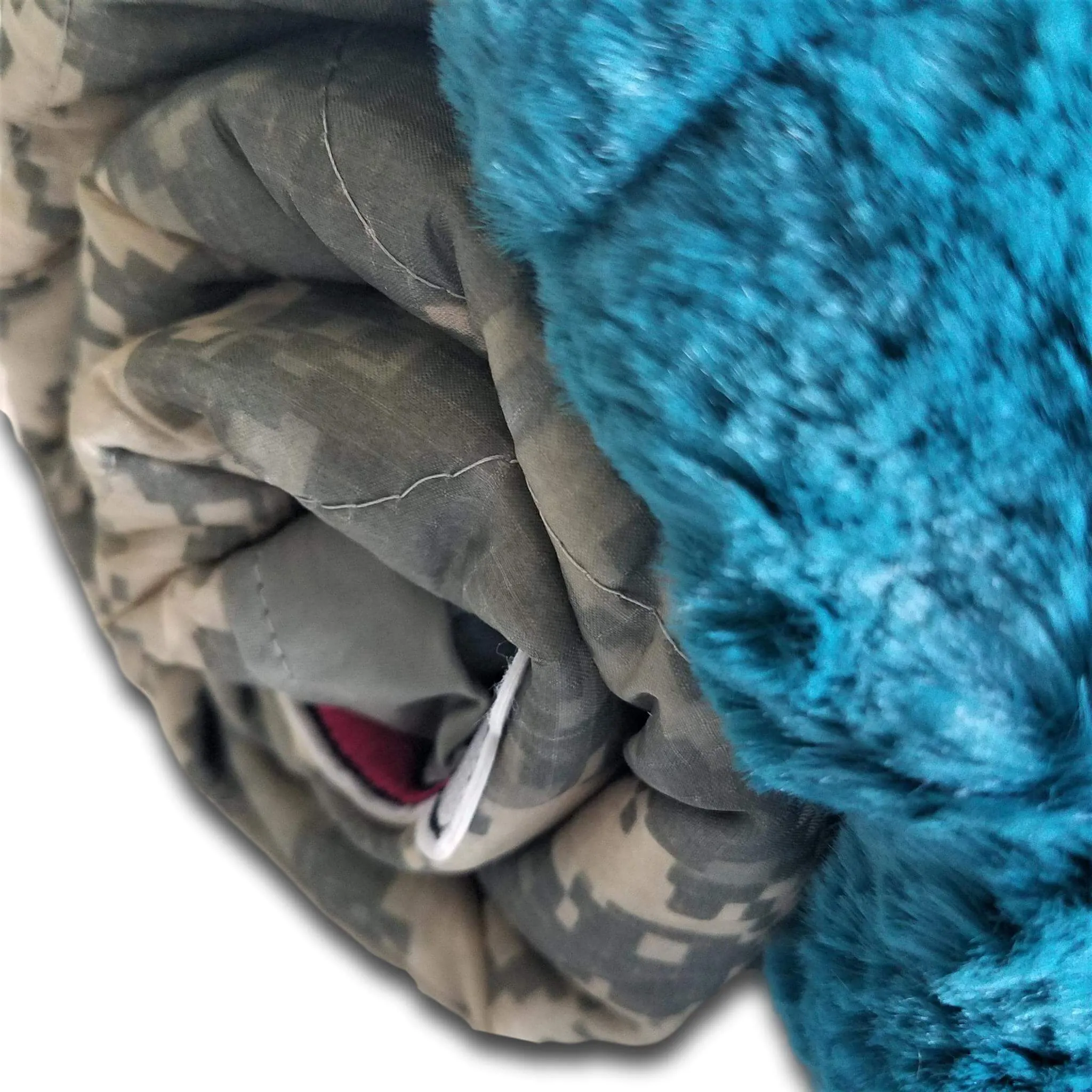 ACU/UCP Camo Pattern Unicorns & Rainbows WeeWoobie Weighted Blanket with Mallard Blue Fur