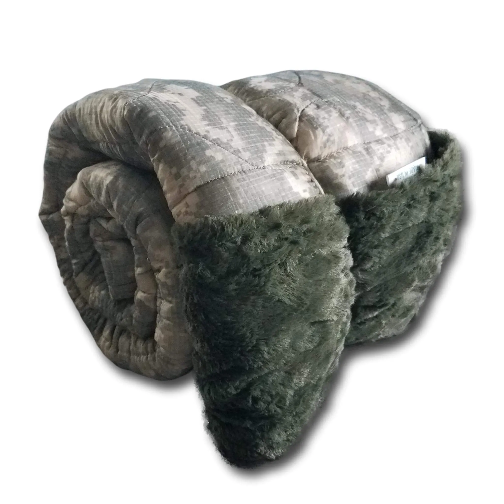 ACU/UCP Woobie Weighted Blanket Backside is Loden Faux Fur