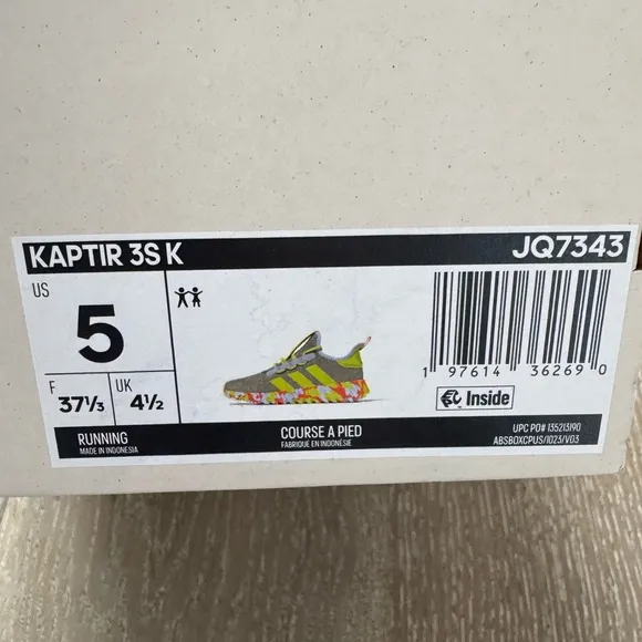 Adidas Kaptir 3S Kids Gray and Neon Sneakers