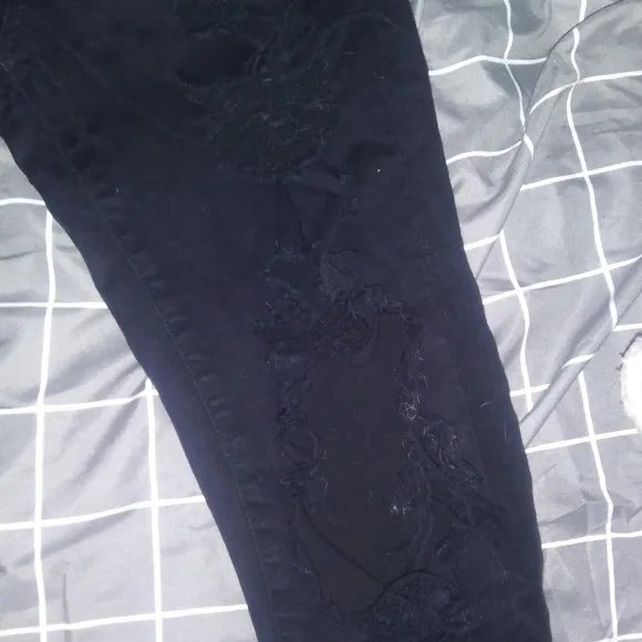 Agolde Sophie High Rise Black Distressed Jeans 27
