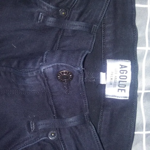 Agolde Sophie High Rise Black Distressed Jeans 27