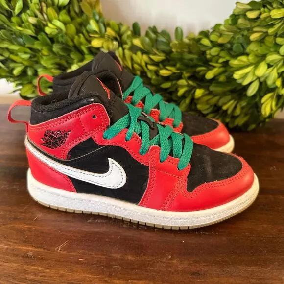 Air Jordan 1 Mid SE PS Christmas Sneakers 12C