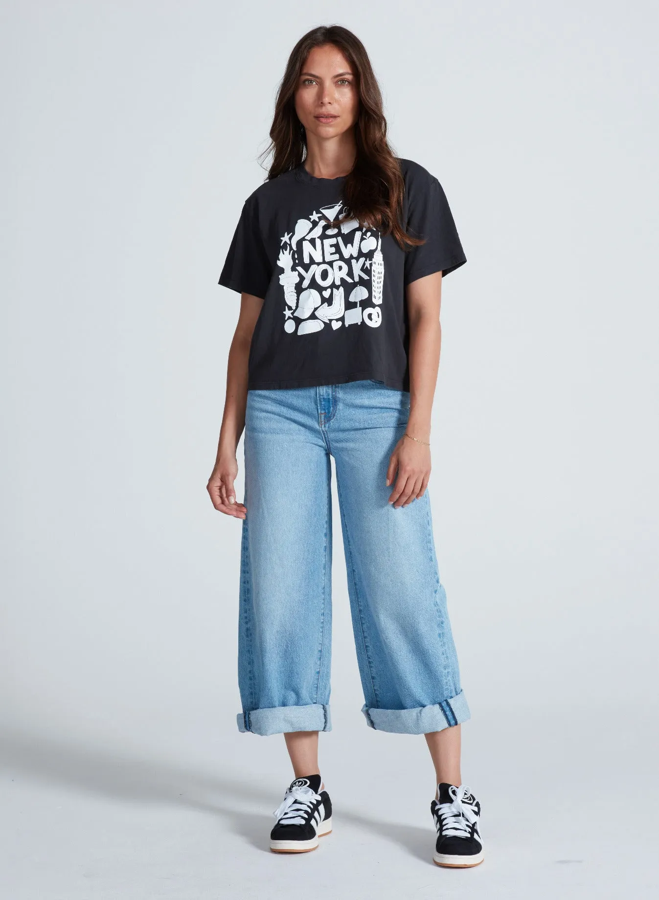 ANINE BING SHRUNKEN BOY TEE PRINTED