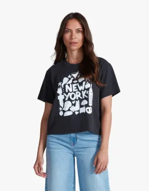 ANINE BING SHRUNKEN BOY TEE PRINTED