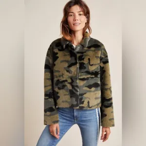 Anthropologie NVLT Vincenza Camo Faux Fur Jacket