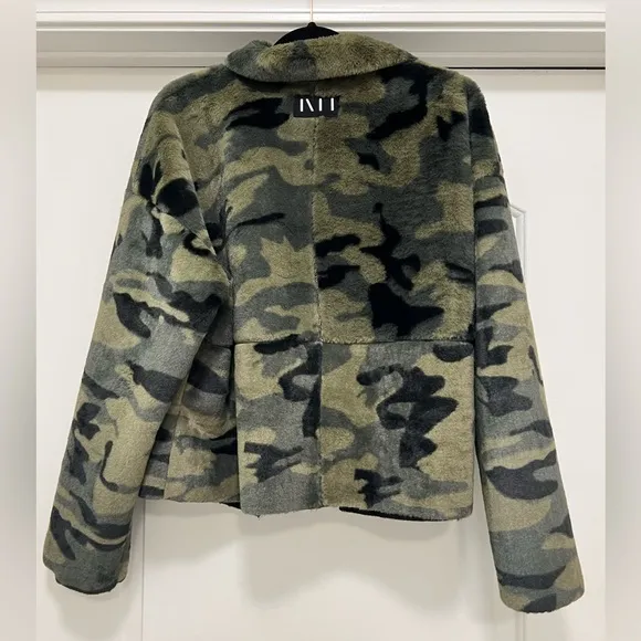 Anthropologie NVLT Vincenza Camo Faux Fur Jacket