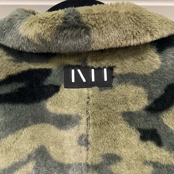 Anthropologie NVLT Vincenza Camo Faux Fur Jacket