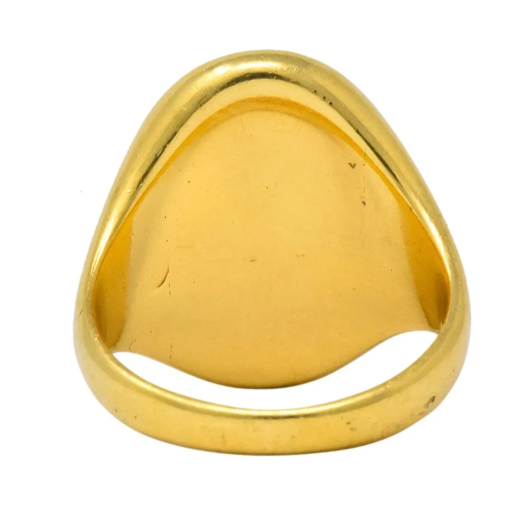 Antique Hardstone 18 Karat Gold Cameo Unisex Ring