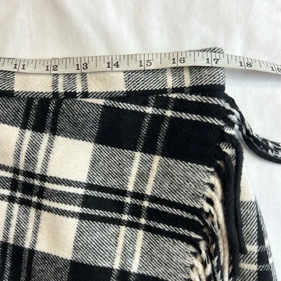 Antonio MelaniGeorgie Woven Brushed Plaid Fringe Wrap Front Mini A-Line Skirt