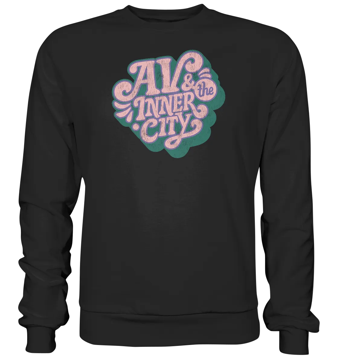 AV & the Inner City / Premium Sweatshirt with Green and Pink Logo