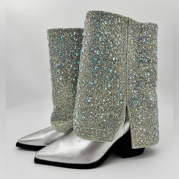 Azalea Wang Annabelle Silver Western Boots