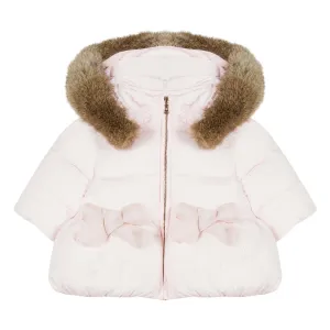 Baby Girls Pale Pink Down Jacket with Bows