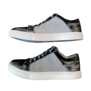 Badgley Mischka Gray Black Leather Suede Sneakers sz 8