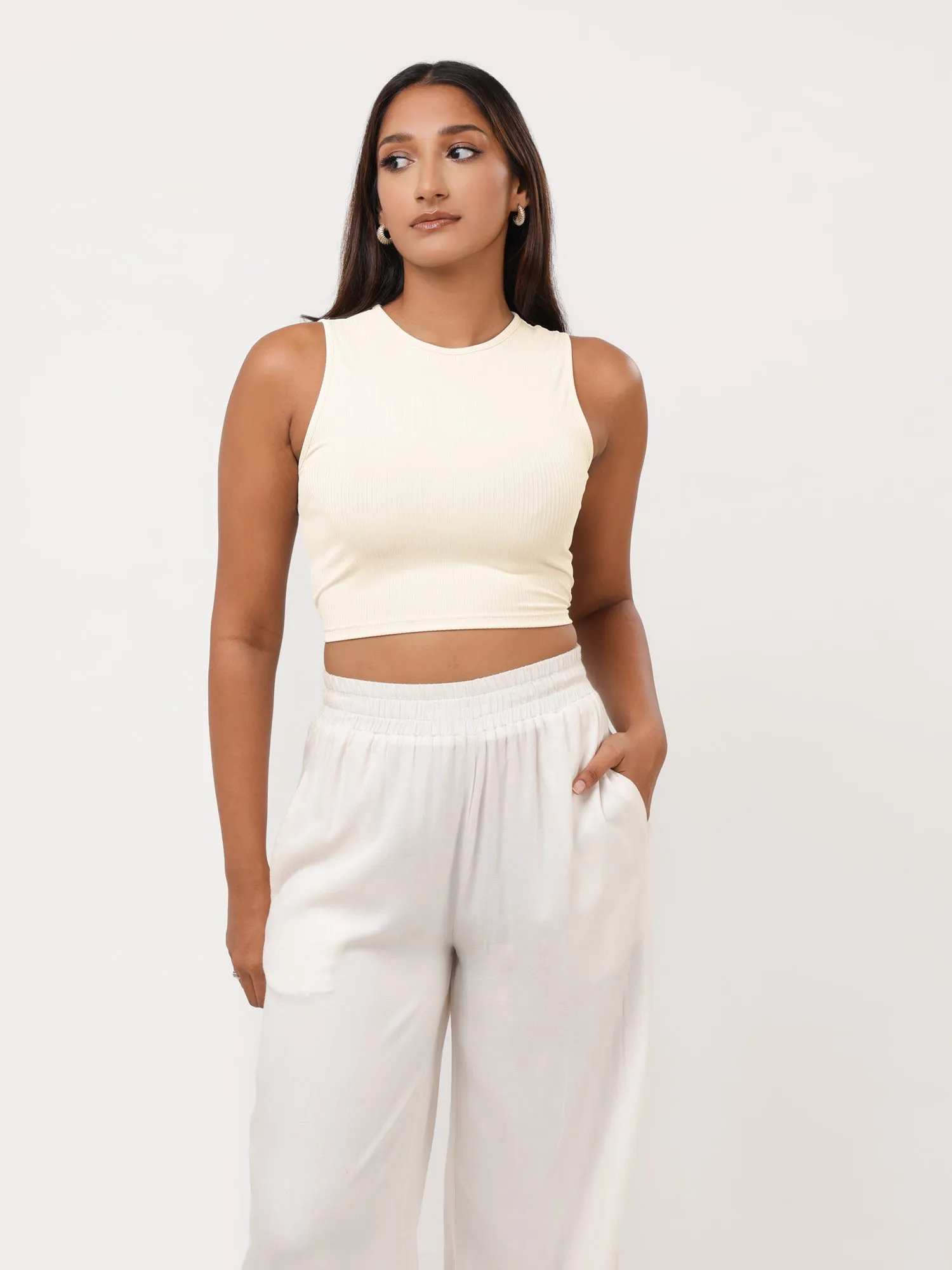 Beck High Neck Sleeveless Crop Top