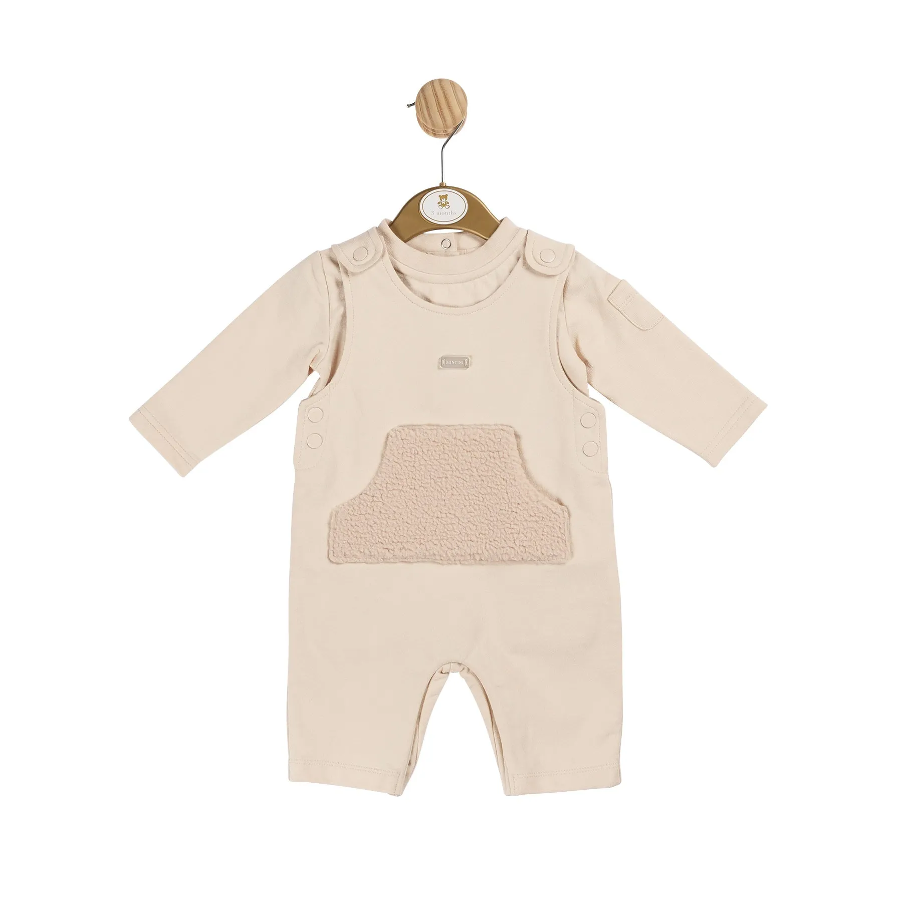 Beige Teddy Fur Top and Dungaree