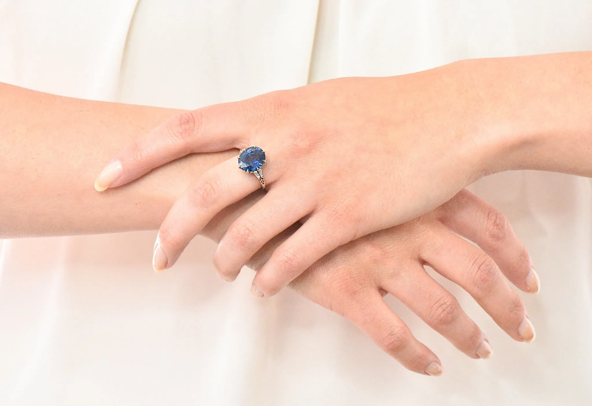 Belle Époque 6.78 CTW Sapphire Diamond Platinum Ring AGL