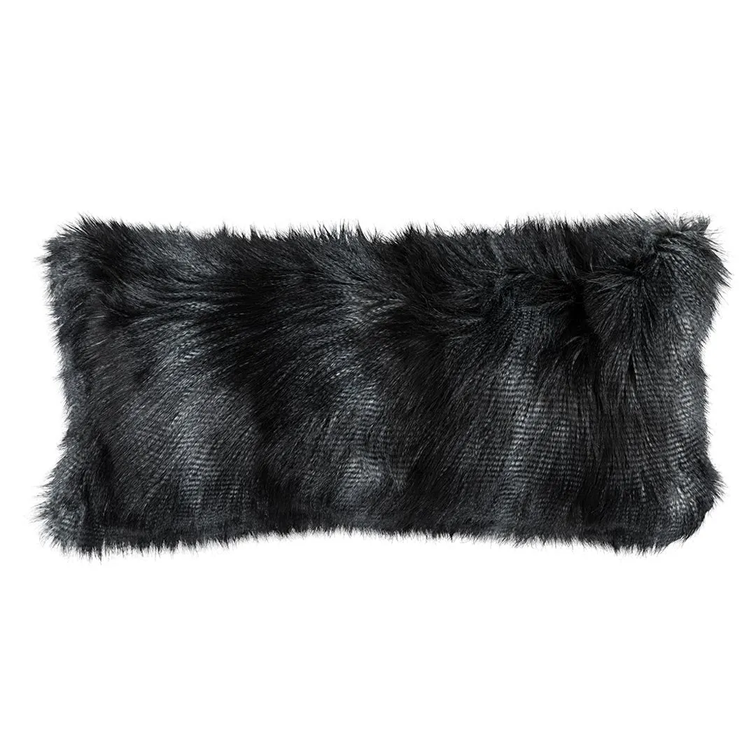 Black Fur Lg. Rectangle Pillow 14X30