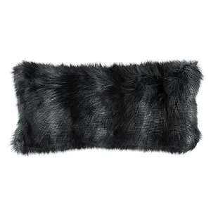 Black Fur Lg. Rectangle Pillow 14X30