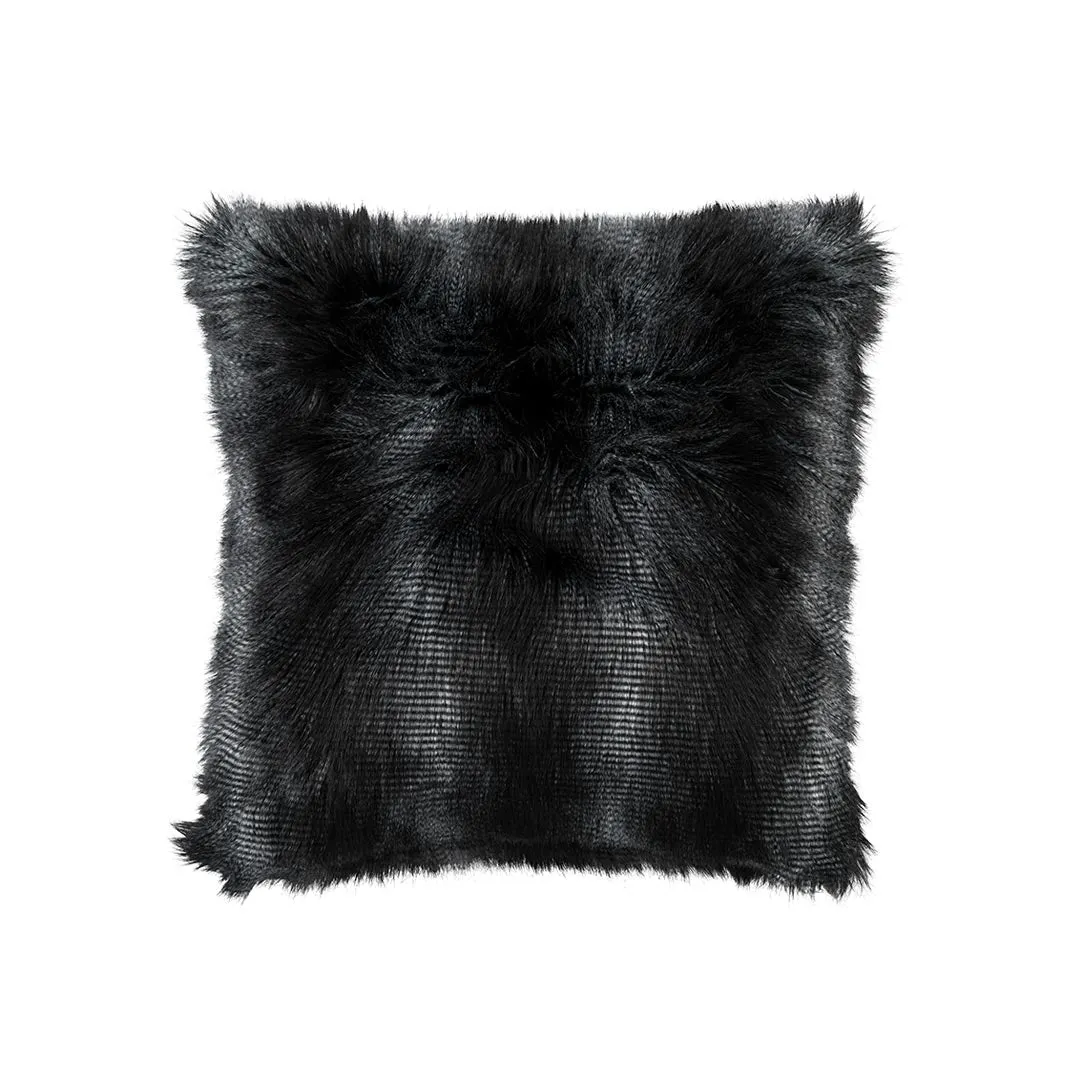 Black Fur Square Pillow 24X24