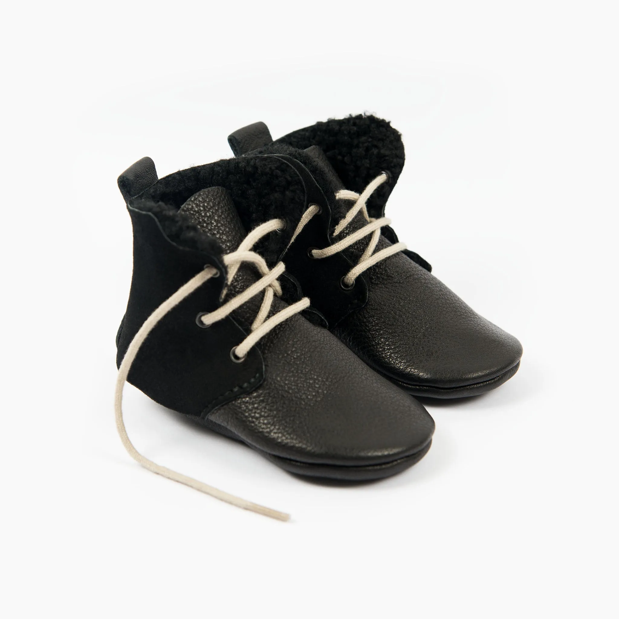 BLACK SHEEPSKIN HIGH TOPS