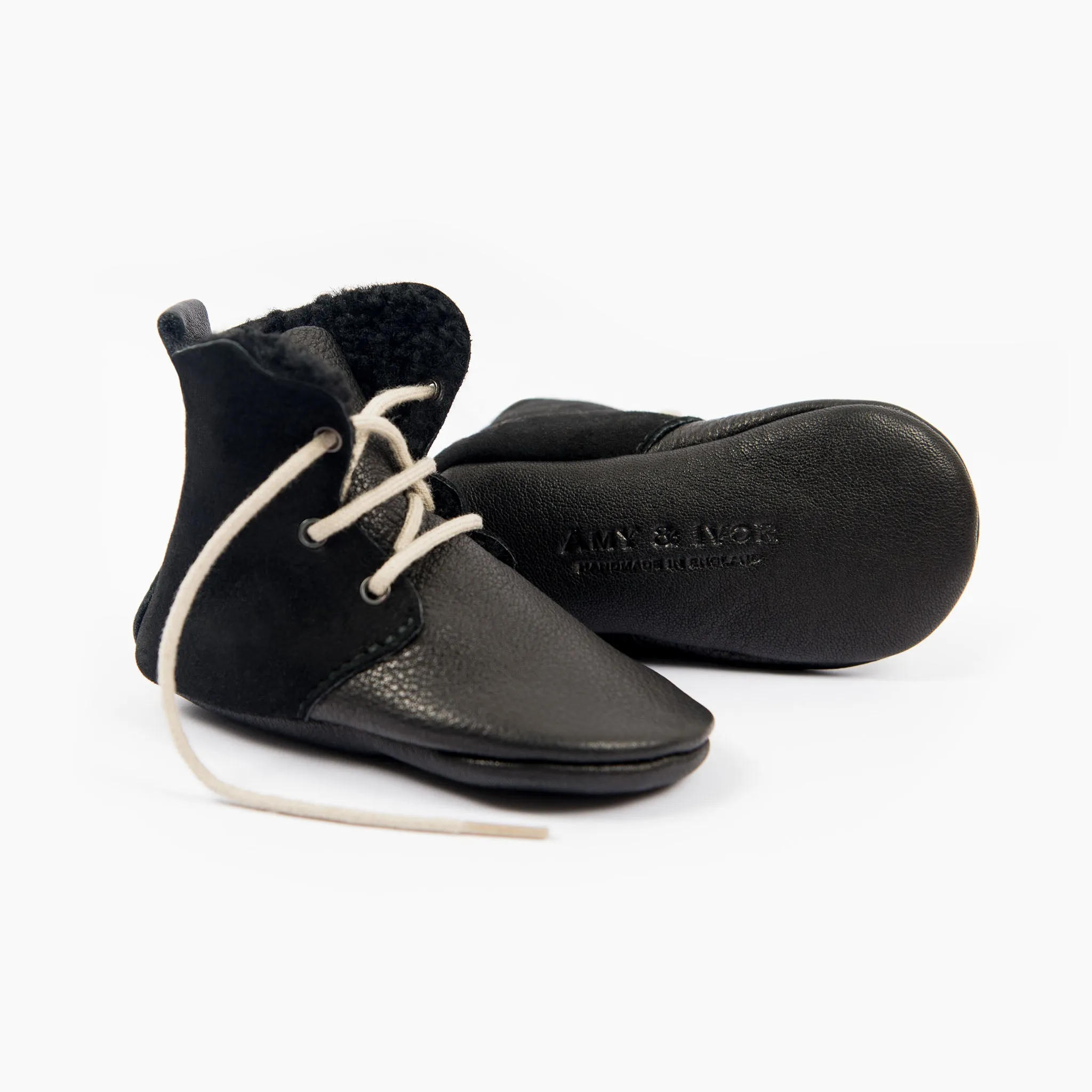 BLACK SHEEPSKIN HIGH TOPS
