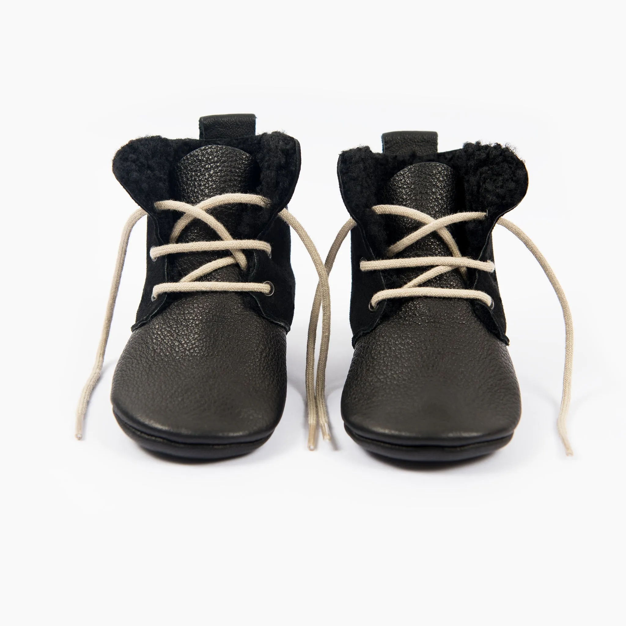 BLACK SHEEPSKIN HIGH TOPS