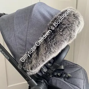 Black Wolf Extra Fluffy Pram Hood Fur