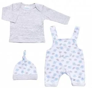 Blue Elephant 3 Piece Gift Set: Dungarees, Top & Hat