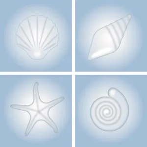 Blue Shell Vinyl Sticker Set of 6 (140/140mm, Self-Adhesive)
