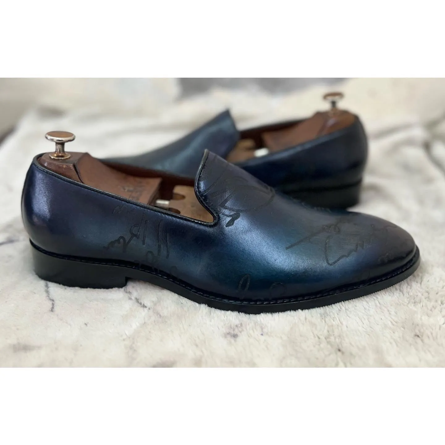 Blue Signature Loafers