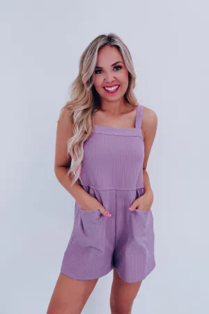 Bobi Ribbed Pocketed Romper- Lavender
