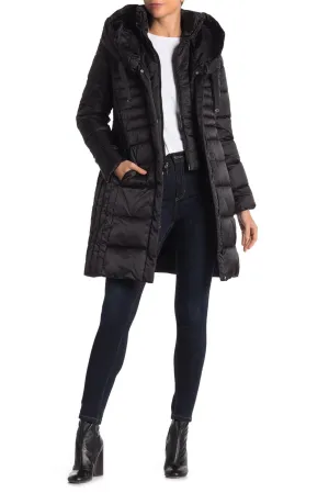 Brand new Black Oversize Hood & Bib Fitted Puffer Coat - Women Tahari, Sz M! Retails $260 