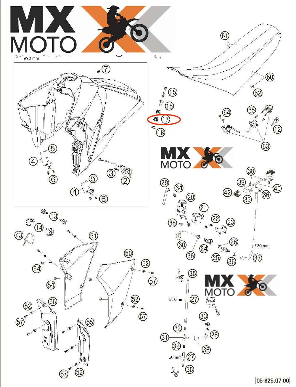 Bucha de Borracha Original KTM 950 Adventure 2003 a 2007 / 990 Adv 2007 a 2013 - 60007065000