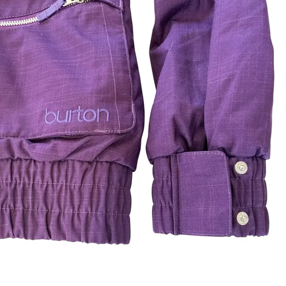 BURTON Lush Dry Ride Snowboard Ski Jacket Women’s L Purple Fur Trim Hood Parka
