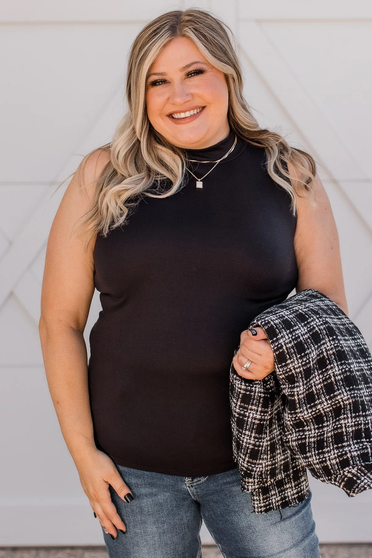 Captured My Heart High Neck Tank Top- Black