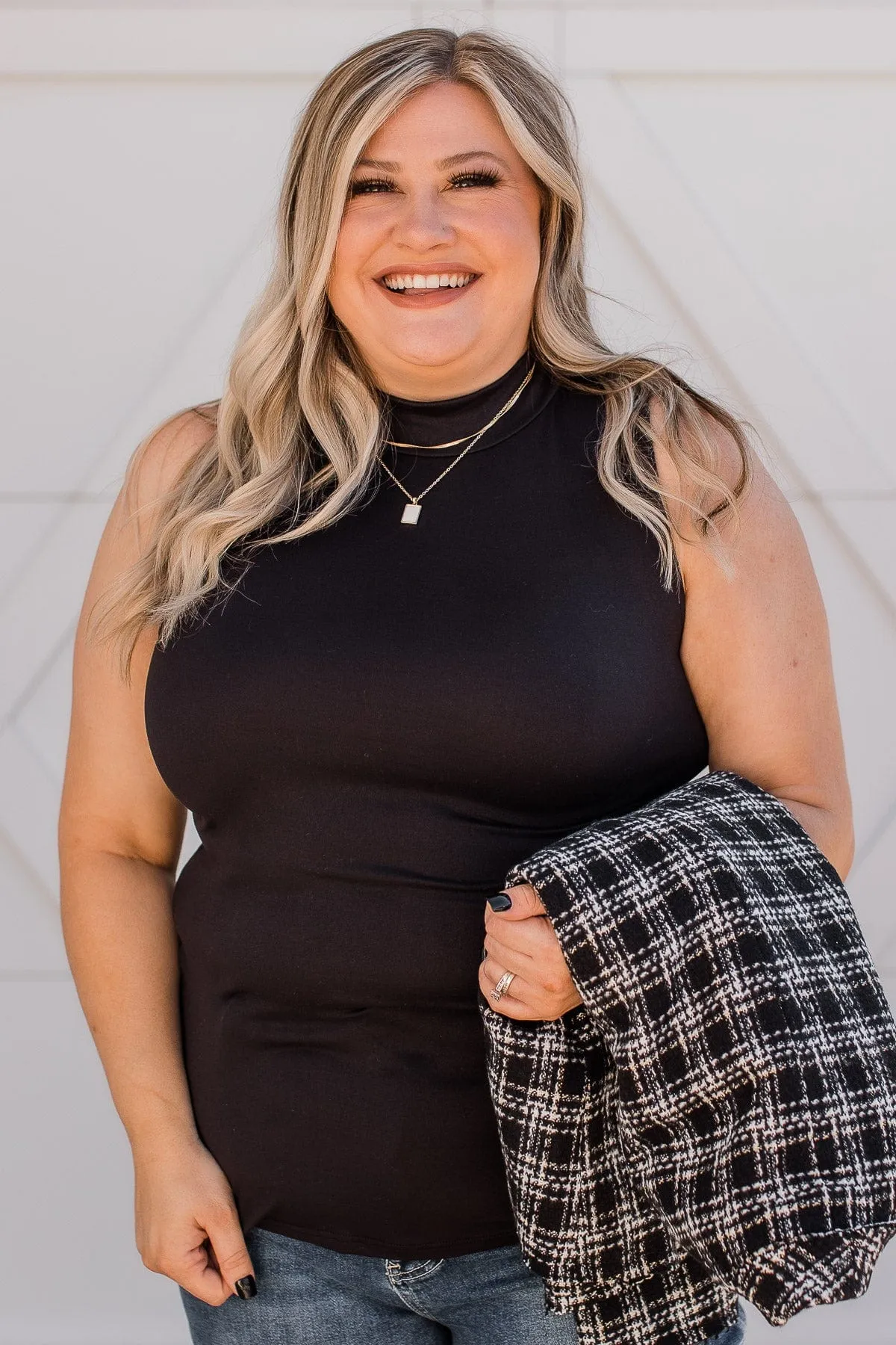 Captured My Heart High Neck Tank Top- Black