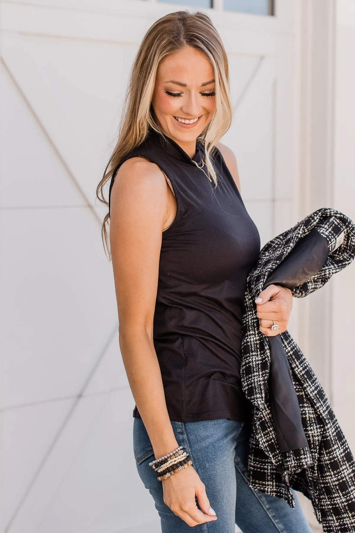 Captured My Heart High Neck Tank Top- Black