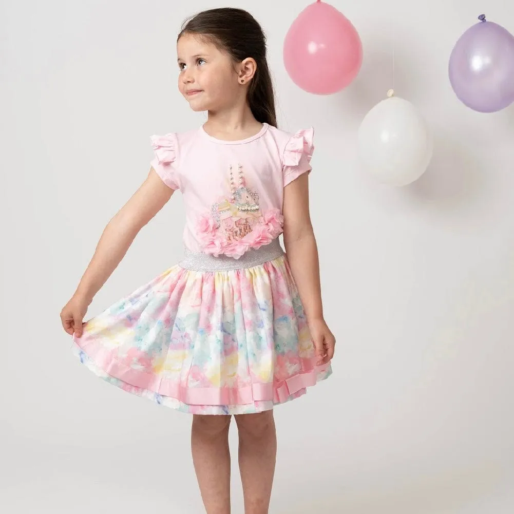 CARAMELO KIDS - Diamanté Carousel Skirt Set - Pink
