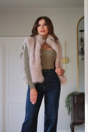 Caroline Cream Faux Fur Vest